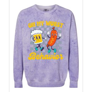 Oktoberfest On My Wurst Behavior Retro Groovy Beer Colorblast Crewneck Sweatshirt