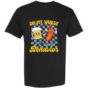 Oktoberfest On My Wurst Behavior Retro Groovy Beer Garment-Dyed Heavyweight T-Shirt