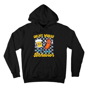 Oktoberfest On My Wurst Behavior Retro Groovy Beer Hoodie