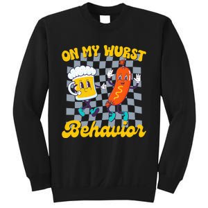 Oktoberfest On My Wurst Behavior Retro Groovy Beer Sweatshirt