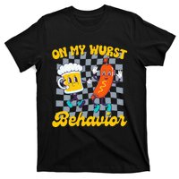 Oktoberfest On My Wurst Behavior Retro Groovy Beer T-Shirt