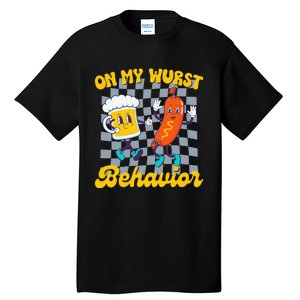 Oktoberfest On My Wurst Behavior Retro Groovy Beer Tall T-Shirt