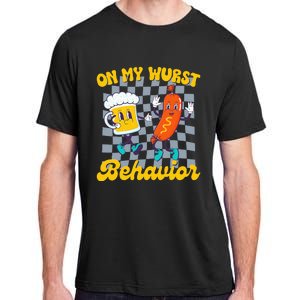 Oktoberfest On My Wurst Behavior Retro Groovy Beer Adult ChromaSoft Performance T-Shirt