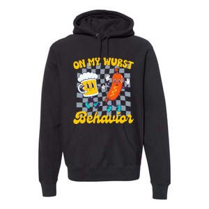 Oktoberfest On My Wurst Behavior Retro Groovy Beer Premium Hoodie