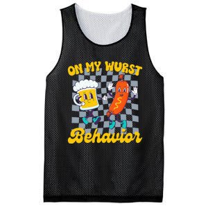 Oktoberfest On My Wurst Behavior Retro Groovy Beer Mesh Reversible Basketball Jersey Tank