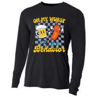 Oktoberfest On My Wurst Behavior Retro Groovy Beer Cooling Performance Long Sleeve Crew