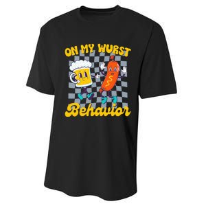 Oktoberfest On My Wurst Behavior Retro Groovy Beer Performance Sprint T-Shirt