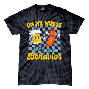 Oktoberfest On My Wurst Behavior Retro Groovy Beer Tie-Dye T-Shirt