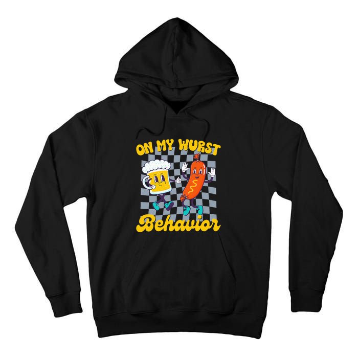 Oktoberfest On My Wurst Behavior Retro Groovy Beer Tall Hoodie