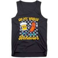 Oktoberfest On My Wurst Behavior Retro Groovy Beer Tank Top