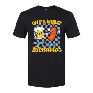 Oktoberfest On My Wurst Behavior Retro Groovy Beer Softstyle CVC T-Shirt