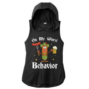 Oktoberfest On My Wurst Behavior Ladies PosiCharge Tri-Blend Wicking Draft Hoodie Tank