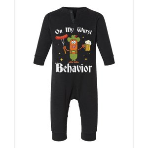 Oktoberfest On My Wurst Behavior Infant Fleece One Piece