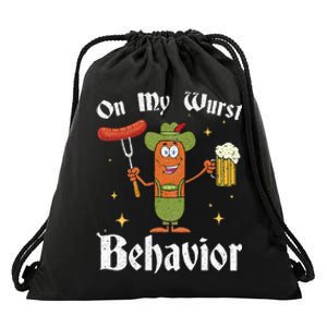 Oktoberfest On My Wurst Behavior Drawstring Bag