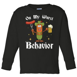 Oktoberfest On My Wurst Behavior Toddler Long Sleeve Shirt