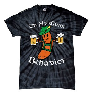 Oktoberfest On My Wurst Behavior Funny German Tie-Dye T-Shirt