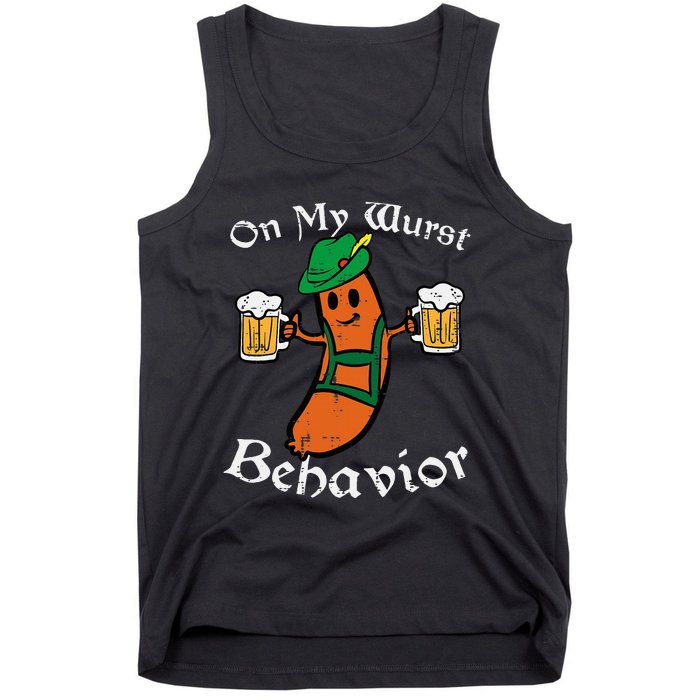 Oktoberfest On My Wurst Behavior Funny German Tank Top