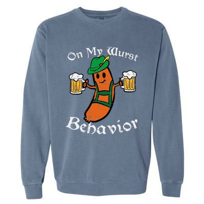 Oktoberfest On My Wurst Behavior Funny German Garment-Dyed Sweatshirt