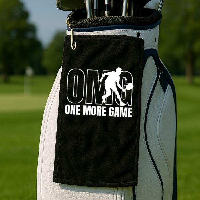 OMG One More Game Funny Pickleball Vintage Golf Towel