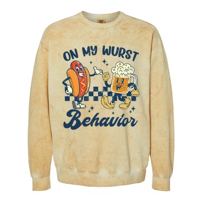 Oktoberfest On My Wurst Behavior Funny German Beer Bratwurst Colorblast Crewneck Sweatshirt