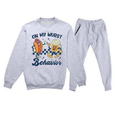 Oktoberfest On My Wurst Behavior Funny German Beer Bratwurst Premium Crewneck Sweatsuit Set