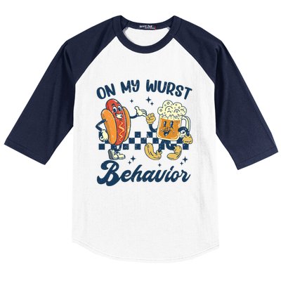 Oktoberfest On My Wurst Behavior Funny German Beer Bratwurst Baseball Sleeve Shirt