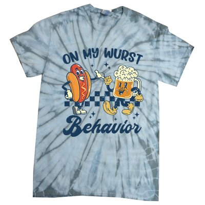 Oktoberfest On My Wurst Behavior Funny German Beer Bratwurst Tie-Dye T-Shirt