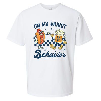 Oktoberfest On My Wurst Behavior Funny German Beer Bratwurst Sueded Cloud Jersey T-Shirt