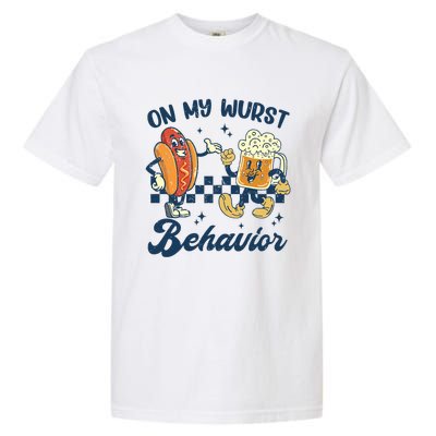 Oktoberfest On My Wurst Behavior Funny German Beer Bratwurst Garment-Dyed Heavyweight T-Shirt