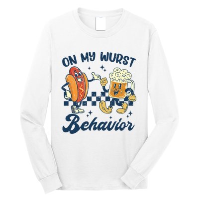 Oktoberfest On My Wurst Behavior Funny German Beer Bratwurst Long Sleeve Shirt