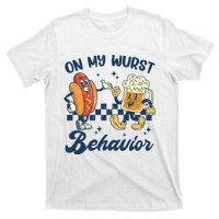 Oktoberfest On My Wurst Behavior Funny German Beer Bratwurst T-Shirt