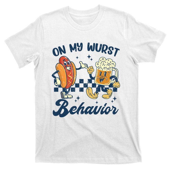 Oktoberfest On My Wurst Behavior Funny German Beer Bratwurst T-Shirt