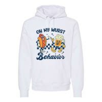 Oktoberfest On My Wurst Behavior Funny German Beer Bratwurst Premium Hoodie