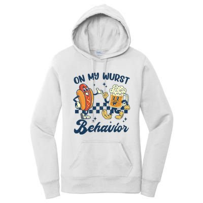 Oktoberfest On My Wurst Behavior Funny German Beer Bratwurst Women's Pullover Hoodie