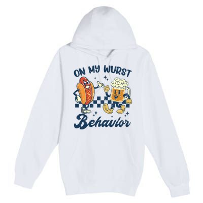 Oktoberfest On My Wurst Behavior Funny German Beer Bratwurst Premium Pullover Hoodie