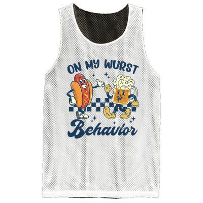 Oktoberfest On My Wurst Behavior Funny German Beer Bratwurst Mesh Reversible Basketball Jersey Tank