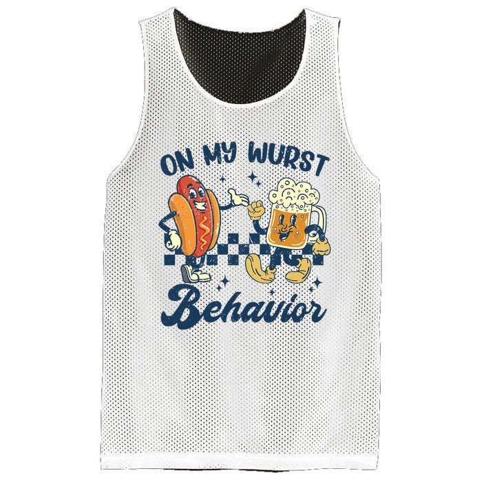 Oktoberfest On My Wurst Behavior Funny German Beer Bratwurst Mesh Reversible Basketball Jersey Tank