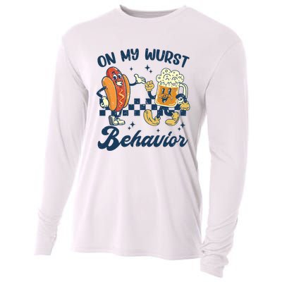 Oktoberfest On My Wurst Behavior Funny German Beer Bratwurst Cooling Performance Long Sleeve Crew