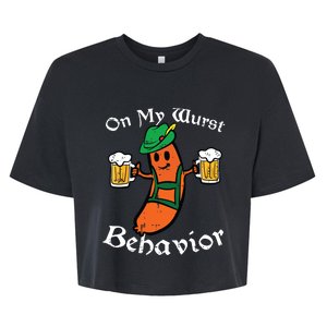 Oktoberfest On My Wurst Behavior Funny German Bella+Canvas Jersey Crop Tee