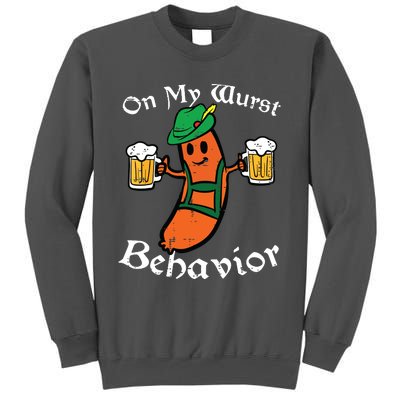 Oktoberfest On My Wurst Behavior Funny German Tall Sweatshirt