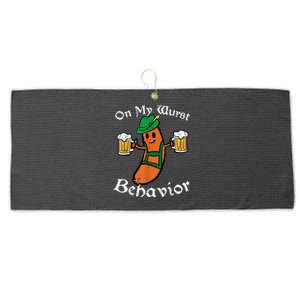 Oktoberfest On My Wurst Behavior Funny German Large Microfiber Waffle Golf Towel