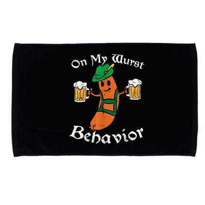 Oktoberfest On My Wurst Behavior Funny German Microfiber Hand Towel