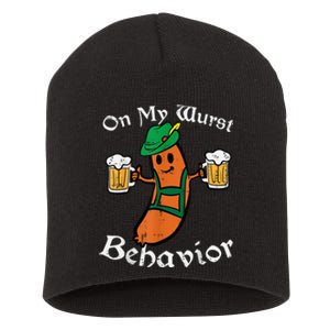 Oktoberfest On My Wurst Behavior Funny German Short Acrylic Beanie