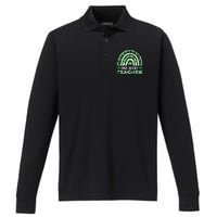 OneLuckyTeacher Performance Long Sleeve Polo