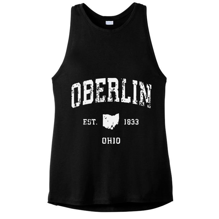 Oberlin Ohio Oh Vintage Athletic Sports Ladies PosiCharge Tri-Blend Wicking Tank
