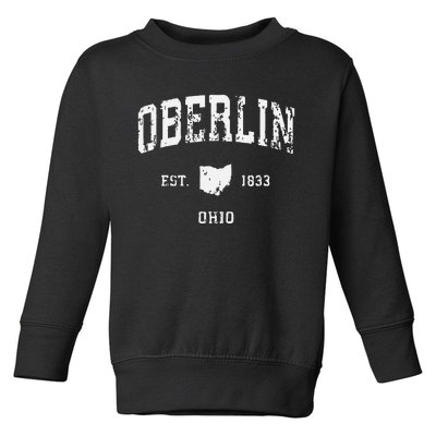 Oberlin Ohio Oh Vintage Athletic Sports Toddler Sweatshirt