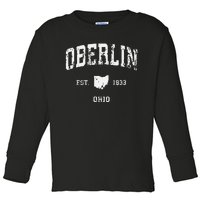 Oberlin Ohio Oh Vintage Athletic Sports Toddler Long Sleeve Shirt