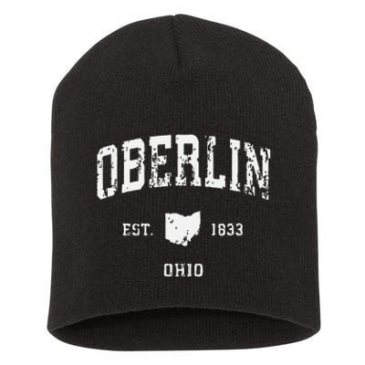 Oberlin Ohio Oh Vintage Athletic Sports Short Acrylic Beanie