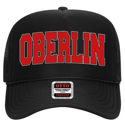 Oberlin Oh Ohio Varsity Style Usa Vintage Sports High Crown Mesh Back Trucker Hat