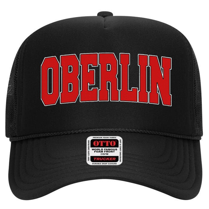 Oberlin Oh Ohio Varsity Style Usa Vintage Sports High Crown Mesh Back Trucker Hat